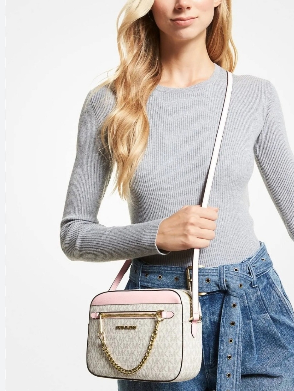 Michael Kors Jet Set Large Logo Crossbody Bag - Picture 2 of 14